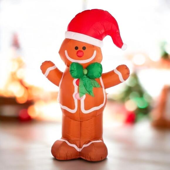 Gingerbread Man 8ft Lighted Inflatable Blow Up Airblown...